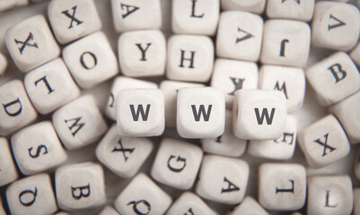 Canvas Print - WWW word on small wooden cubes.