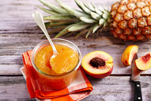 A Jar Of Pineapple And Nectarine Jam