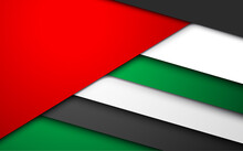 Flat Paper Illustration Card Spirit Of The Union, 48 National Day, United Arab Emirates, 2 December. UAE 48 Independence Day Background In National Flag Color Theme Celebration Banner With Ribbon Flag