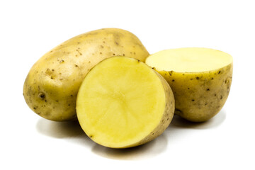 Raw potato isolated on white background