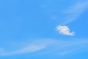 Lonely little white clouds clear sky with clouds with copy space