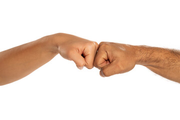 Male and female fist rivals, isolated on white background.