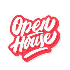 Open house. Vector lettering sign.
