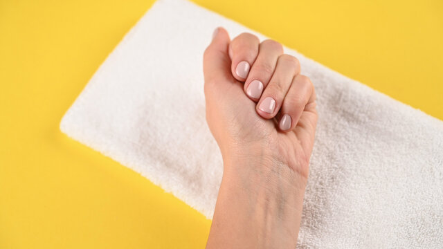 Nail care on yellow background