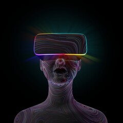 Poster - Female character with VR headset on. Concept of virtual reality. 3D render / rendering