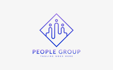 Poster - Abstract People Group Tech Digital Logo Illustration. Flat Vector Logo Design Template.