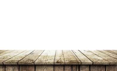 Poster - Empty wooden table background isolated on white background