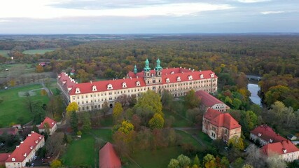 Wall Mural - Lubiaz, Poland. Aerial view of historic Cistercian abbey (largest in the world)
