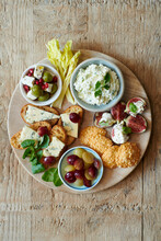 Cheese Platter With Feta Chese Patea And Olives