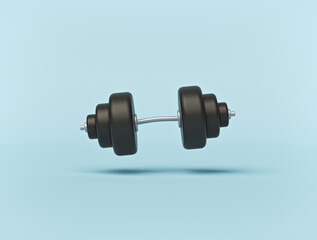 Poster - cartoon style Dumbbell isolated on pastel blue background. minimal fitness object. 3d rendering