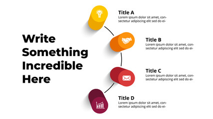 3D Vector Perspective Infographic. Presentation slide template. 4 step options. Chart concept. View from above.