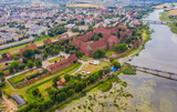Fototapeta Do pokoju - Aerial view of Malbork Teutonic order castle in Poland. It is the largest castle in the world measured by land area and a UNESCO World Heritage Site, built in 13th-century.