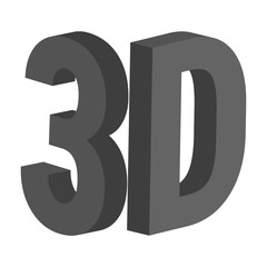 Poster - 3d letters 3, d, vector icon symbol 3d three dimensional letter number 3, d