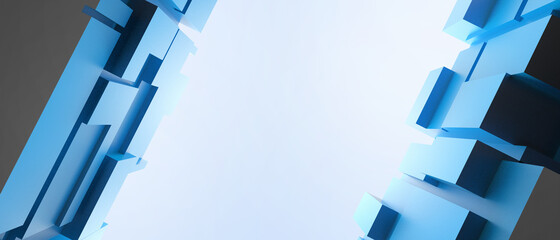 Aufkleber - Communication technology digital geometric shape  for internet business and blue background, futuristic concepts,copy space,banner, website, - 3d rendering