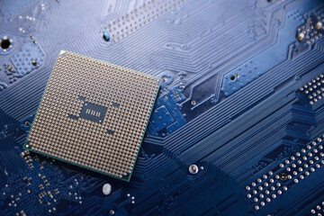 Poster - Circuit board. Technology background. Central Computer Processors CPU concept. Motherboard digital chip.AI.Close up