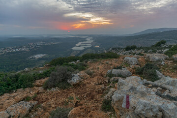 Wall Mural - Sunset view of Western Galilee landscape