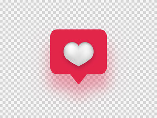 Poster - like network isolated. white heart with red frame online communication in applications.