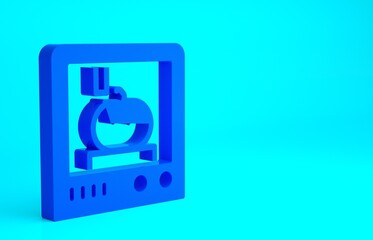 Wall Mural - Blue 3D printing technology icon isolated on blue background. Minimalism concept. 3d illustration 3D render.