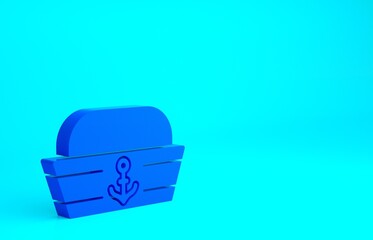 Wall Mural - Blue Sailor hat icon isolated on blue background. Minimalism concept. 3d illustration 3D render.