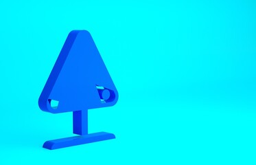 Poster - Blue Road sign avalanches icon isolated on blue background. Snowslide or snowslip rapid flow of snow down a sloping surface. Minimalism concept. 3d illustration 3D render.