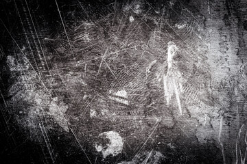 Scratched dirty dusty copper plate texture, black and white image.