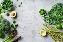 Healthy Vegetarian Food Ingredients In Green Colours