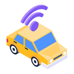 Canvas Print - 
Wifi connected automobile, isometric icon of smart car 
