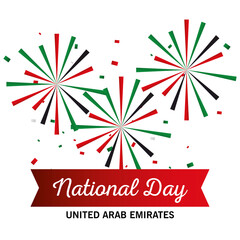 Wall Mural - Uae national day fireworks design, arab spirit and holiday theme Vector illustration