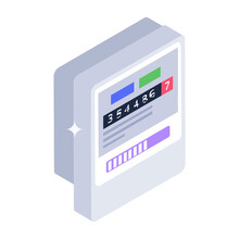 
Electricity Supply System, Isometric Design Of Electric Meter Icon
