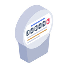 
Electricity Supply System, Isometric Design Of Electric Meter Icon
