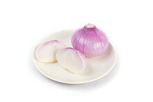 Whole And Sliced Onions Isolated On White Background