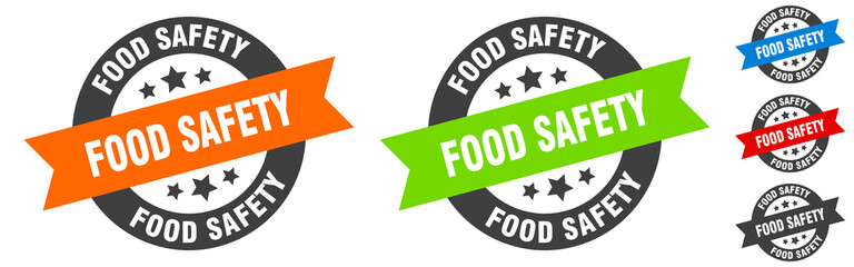 food safety stamp. food safety round ribbon sticker. tag