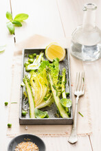 Lettuce Leaves With Asparagus And Peas