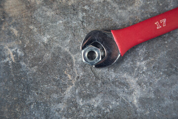 Wall Mural - New wrenches on grey background