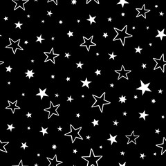 Wall Mural - image of white festive stars on black background