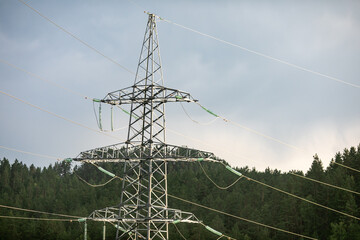 high-power tower power transmission system.high voltage transmission line.high voltage pole power tr