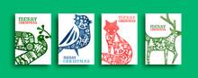 Merry Christmas Watercolor Folk Animal Card Set