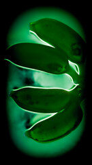 green beans on black background