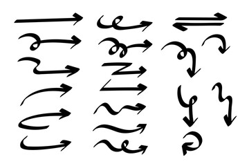 Fototapete - Handmade arrows doodle. Hand drawn sketch symbols set direction mark on a white background. vector illustration graphic design elements