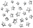 Star with crayon brush seamless pattern