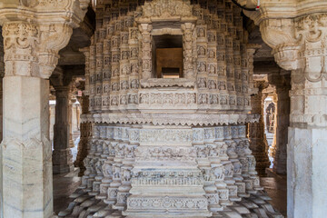 Wall Mural -  Decorated marble interior of Jain temple at Ranakpur, Rajasthan state, India