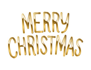 Wall Mural - merry christmas in gold lettering on white background