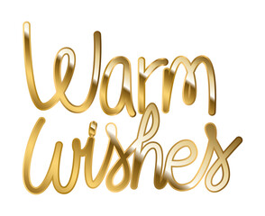 Wall Mural - warm wishes in gold lettering in white background