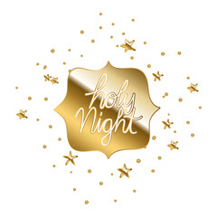 Wall Mural - holy nigth in gold lettering on square with points