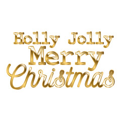 Wall Mural - holly jolly merry christmas in gold lettering