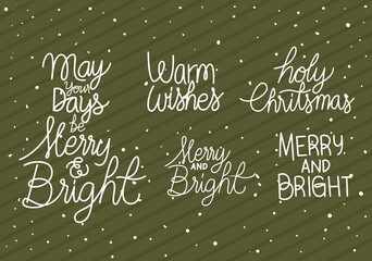 Wall Mural - bundle of christmas lettering on green background