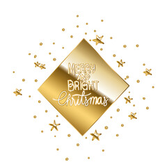 Wall Mural - merry and bright christmas in gold lettering on diamond
