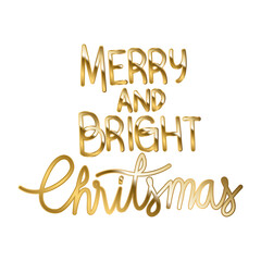 Wall Mural - merry and bright christmas in gold lettering