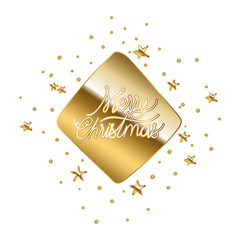 Wall Mural - merry christmas in gold lettering in a diamond