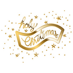 Wall Mural - holy christmas in gold lettering on square